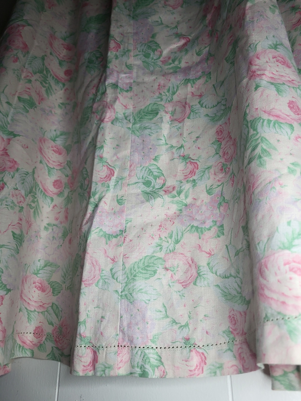 Ralph Lauren Cream Maxi Skirt with Pink Rose and Green Leaf Print - Picture 4 of 8